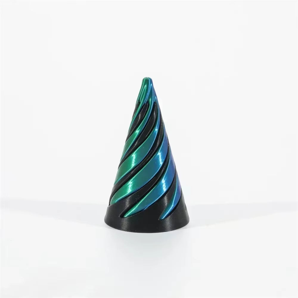 3D Printed Spiral Cone Ornaments Helix Rotating Pressure Reducing Toy Pyramid Passthrough Sculpture Spiral Cone Ornaments