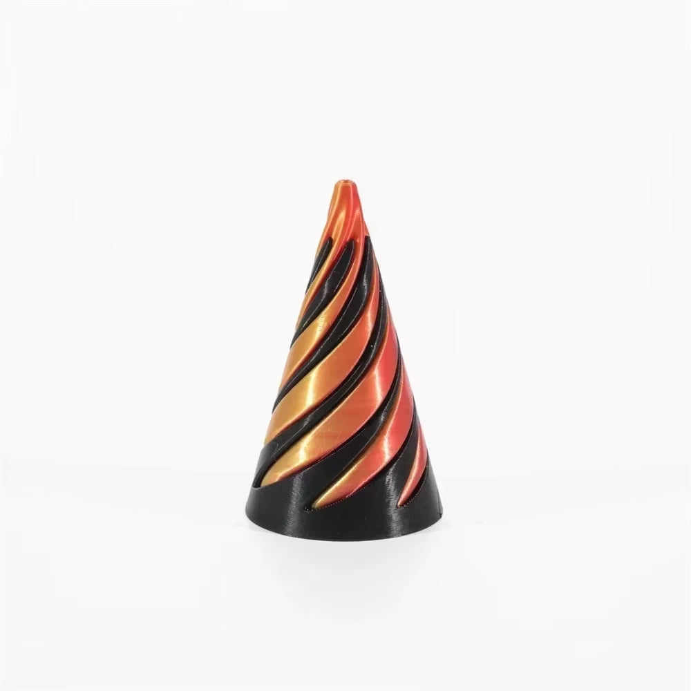 3D Printed Spiral Cone Ornaments Helix Rotating Pressure Reducing Toy Pyramid Passthrough Sculpture Spiral Cone Ornaments
