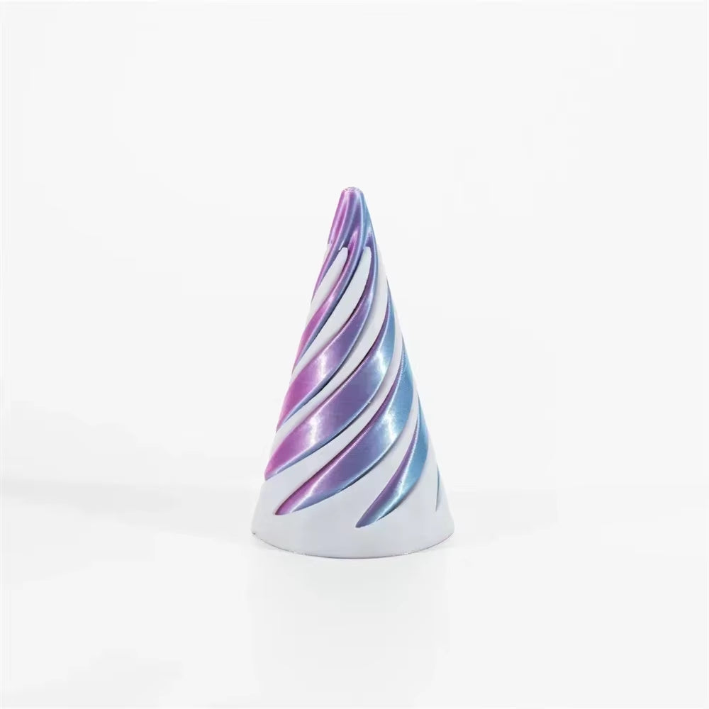 3D Printed Spiral Cone Ornaments Helix Rotating Pressure Reducing Toy Pyramid Passthrough Sculpture Spiral Cone Ornaments