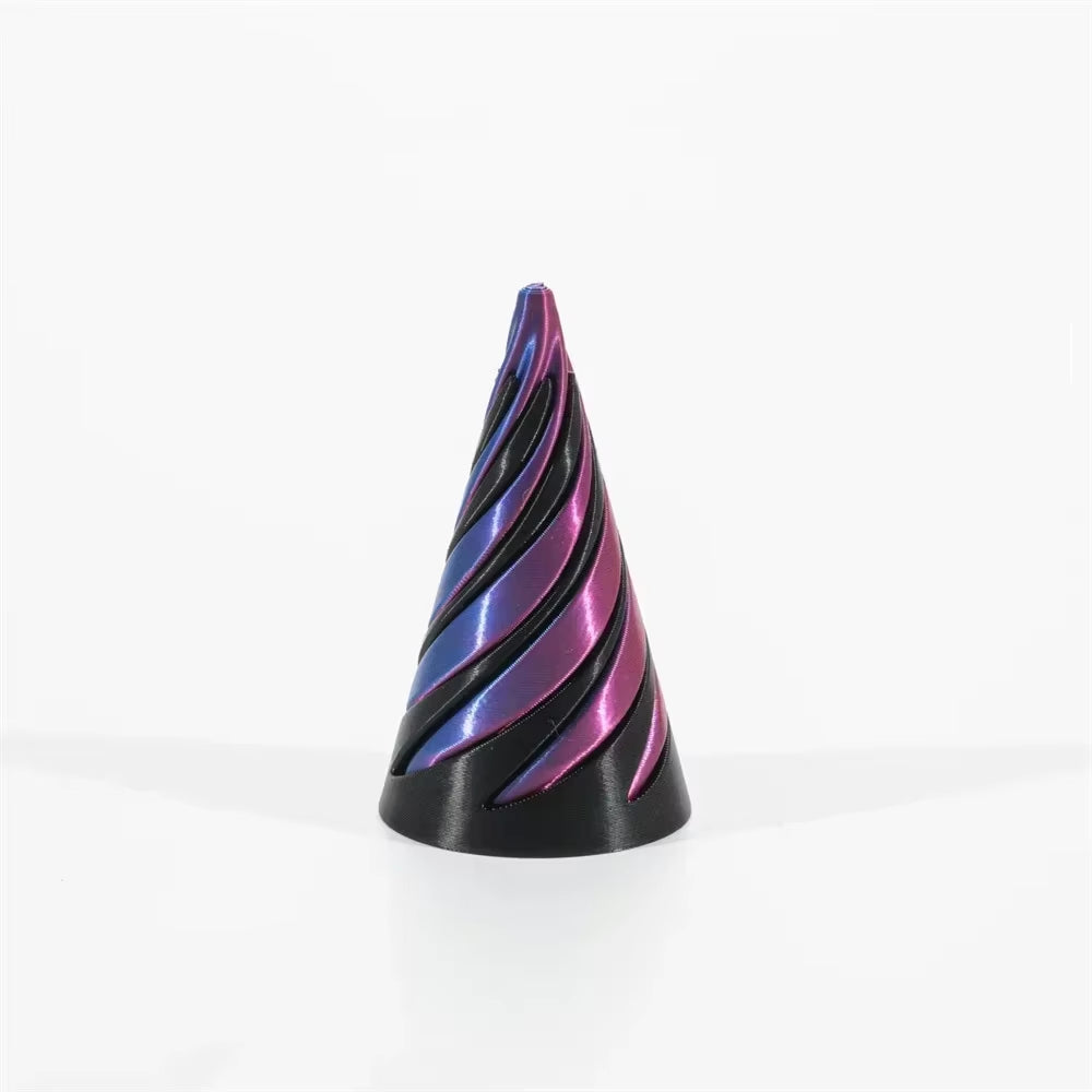 3D Printed Spiral Cone Ornaments Helix Rotating Pressure Reducing Toy Pyramid Passthrough Sculpture Spiral Cone Ornaments