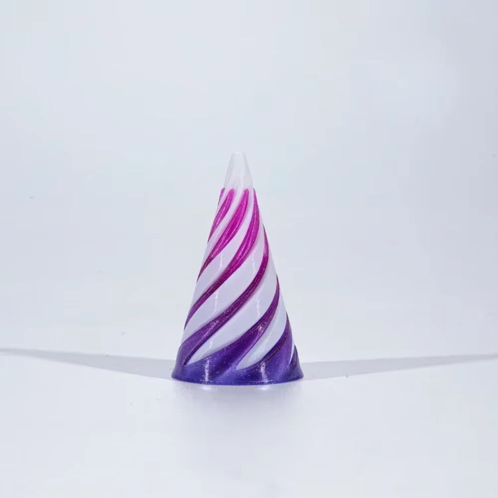 3D Printed Spiral Cone Ornaments Helix Rotating Pressure Reducing Toy Pyramid Passthrough Sculpture Spiral Cone Ornaments