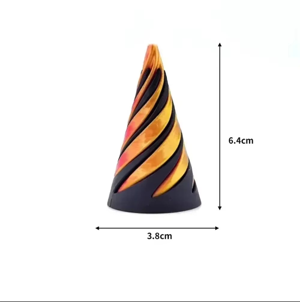 3D Printed Spiral Cone Ornaments Helix Rotating Pressure Reducing Toy Pyramid Passthrough Sculpture Spiral Cone Ornaments